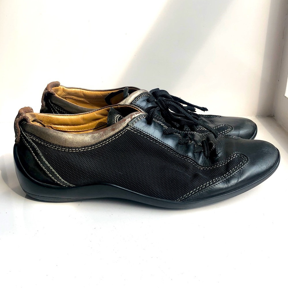 Tod’s Black/Gold Sneakers with Signature Bumps 9.5